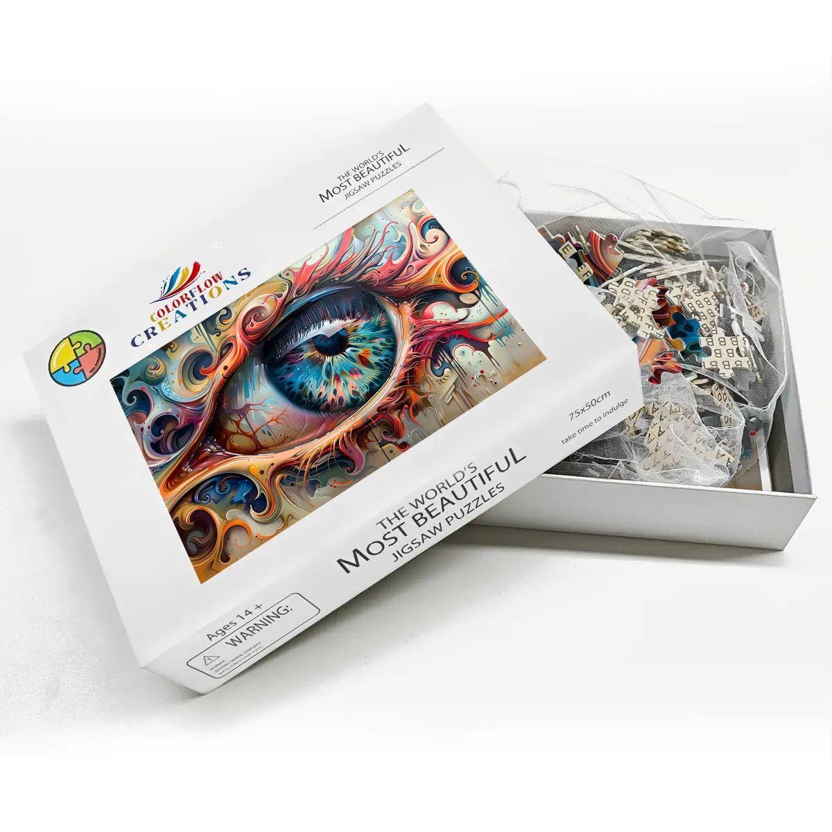 Eye of the Spiral Wooden Jigsaw Puzzle: Surreal Psychedelic Art