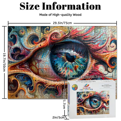 Eye of the Spiral Wooden Jigsaw Puzzle: Surreal Psychedelic Art