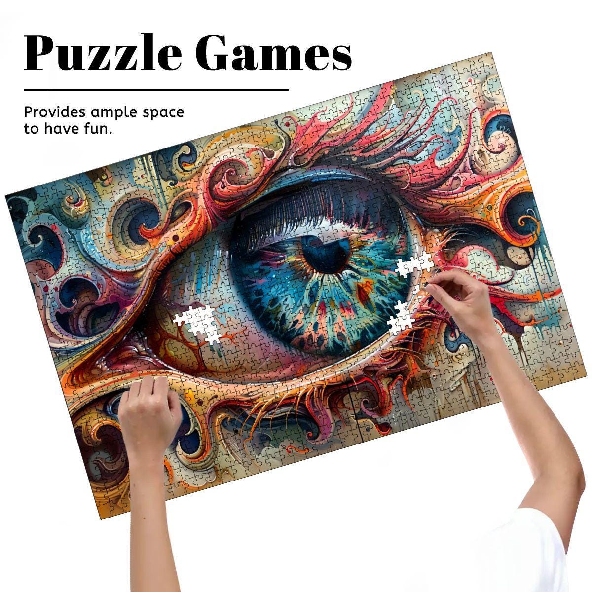 Eye of the Spiral Wooden Jigsaw Puzzle: Surreal Psychedelic Art