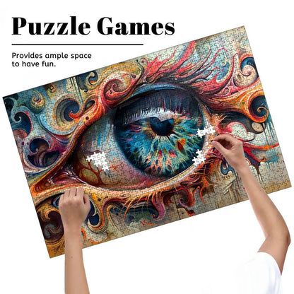 Eye of the Spiral Wooden Jigsaw Puzzle: Surreal Psychedelic Art