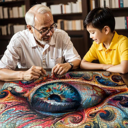Eye of the Spiral Wooden Jigsaw Puzzle: Surreal Psychedelic Art