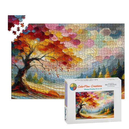 Impressionist Autumn Tree Wooden Puzzle: 1000-Piece Fall Forest Art