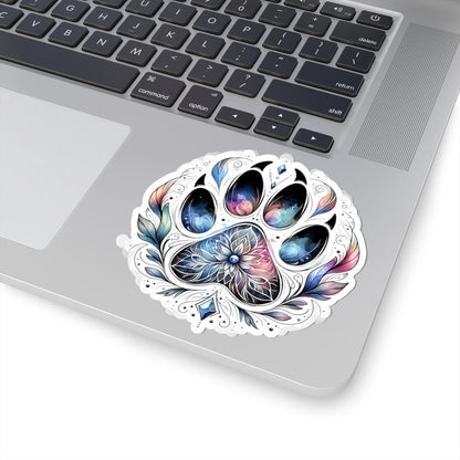 Galaxy Paw Print Sticker: Mystical Mandala Dog Decal