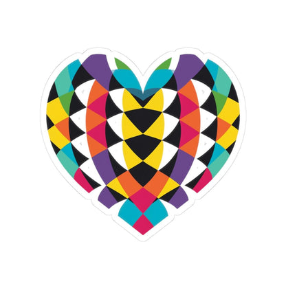 Geometric Rainbow Heart Sticker: Waterproof Vinyl Decal