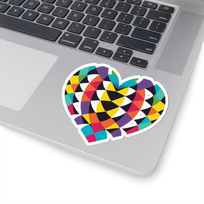 Geometric Rainbow Heart Sticker: Waterproof Vinyl Decal