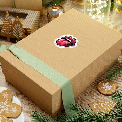 Retro Lips Tongue Out Sticker: Groovy Rock Vinyl Decal