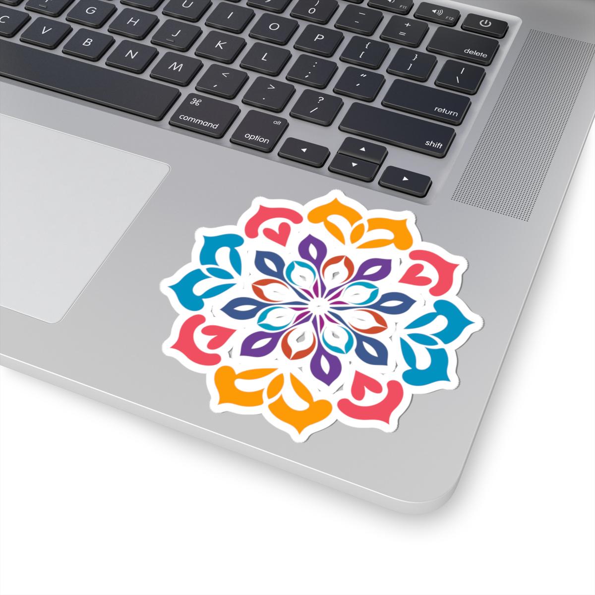 Colorful Mandala Sticker: Geometric Vinyl Decal for Laptops, Journals