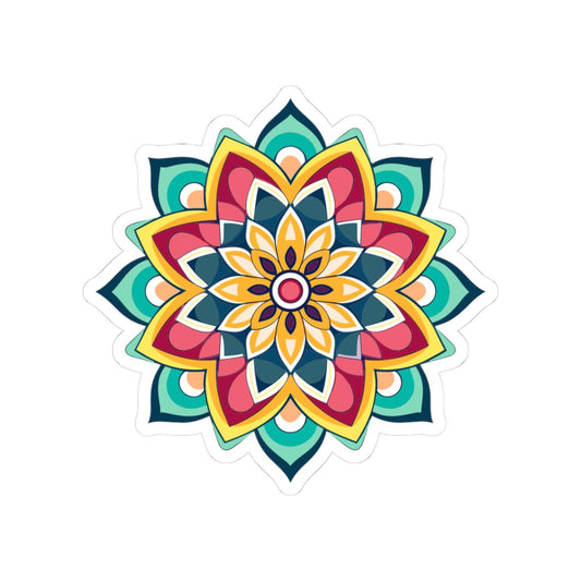 ColorFlow | Vibrant Boho Mandala Sticker | Colorful Sacred Geometry Decal | Spiritual Art