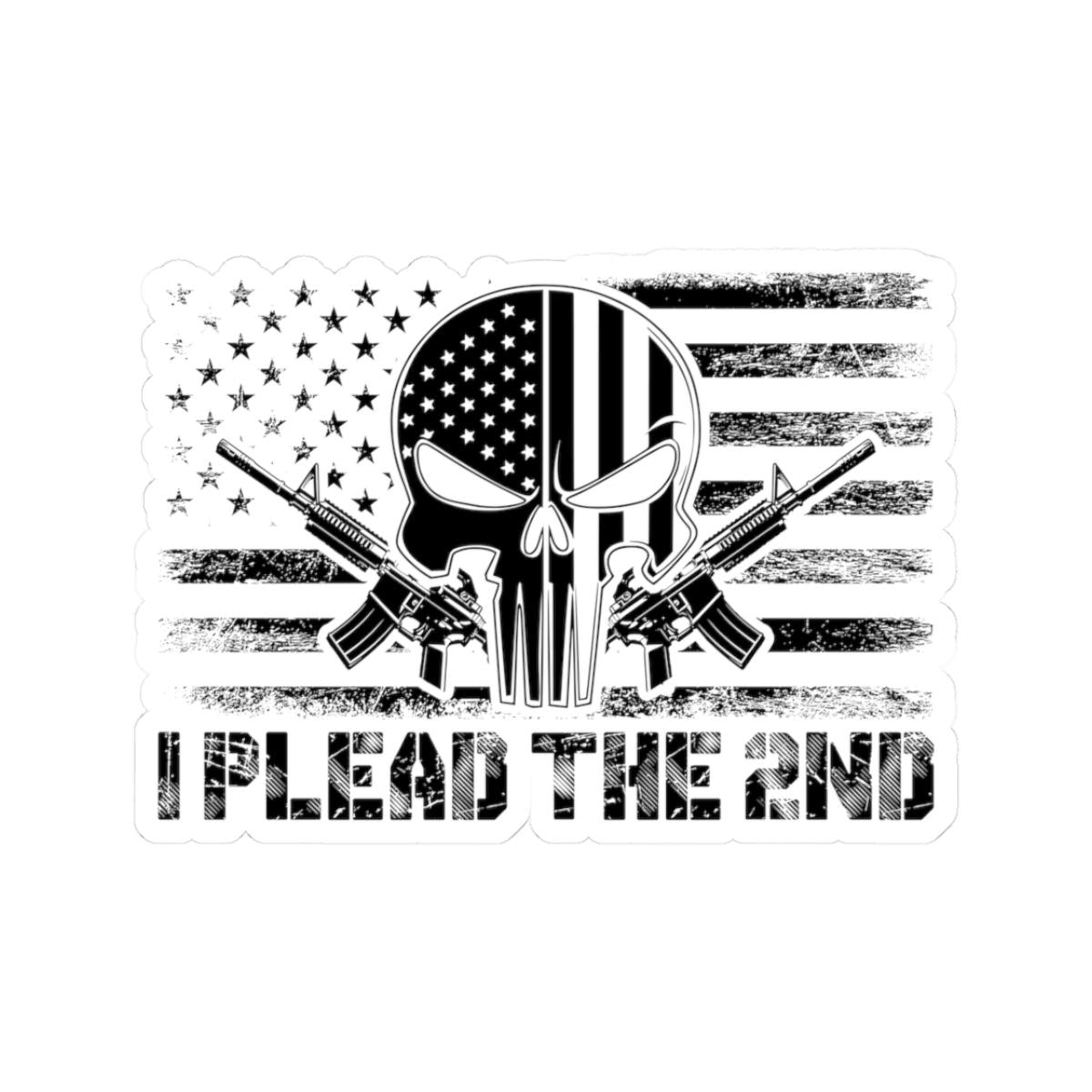 ColorFlow | I Plead The 2nd Sticker Skull Flag Patriotic Gun Rights Decal USA Tactical Design