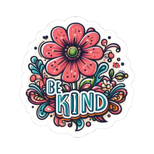 Be Kind Floral Sticker: Groovy Retro Hippie Flower Decal