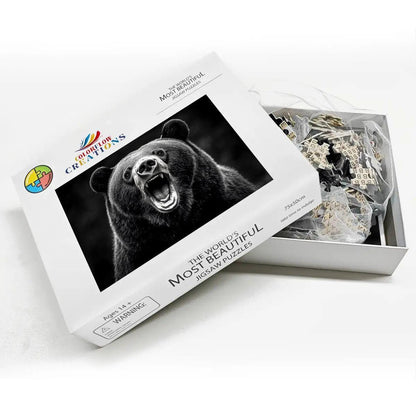ColorFlow |  Wooden Puzzle | Roaring Black Bear | Bold Wildlife Wood Jigsaw Puzzle