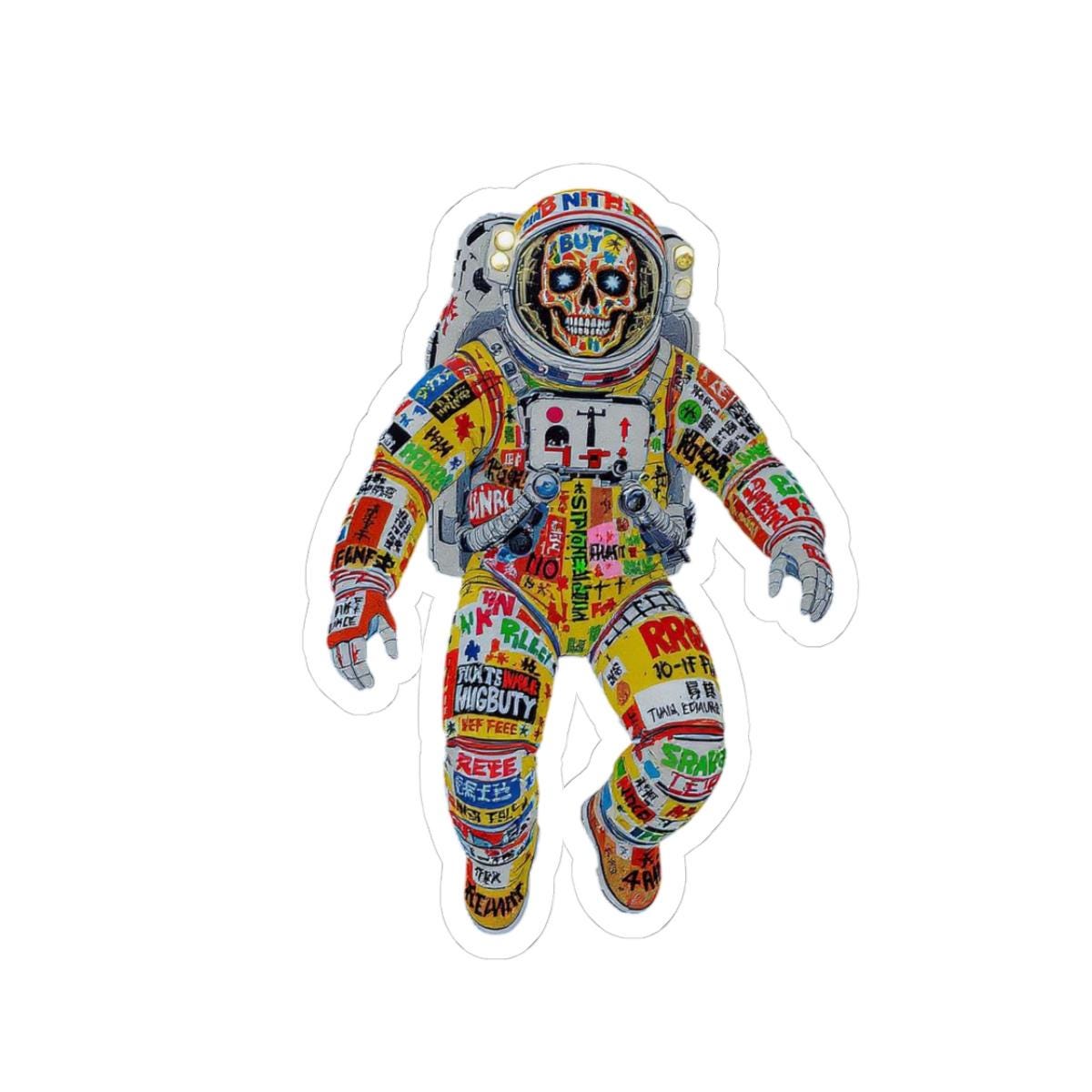 ColorFlow | Pop Art Graffiti Skull Astronaut Sticker | Rebellious Space Vinyl Decal for Creatives
