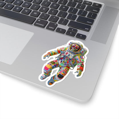 ColorFlow | Neon Skull Astronaut Sticker | Bold Graffiti Space Vinyl Decal for Rebels