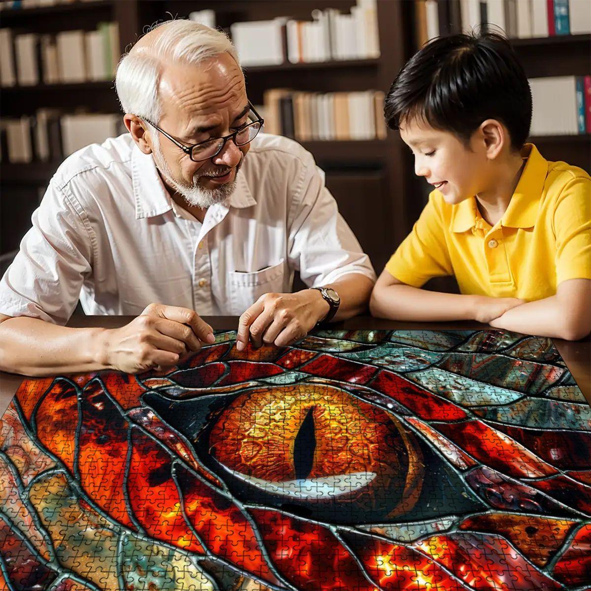 ColorFlow | Inferno Dragon Gaze Wooden Puzzle s | Molten Scaled Art