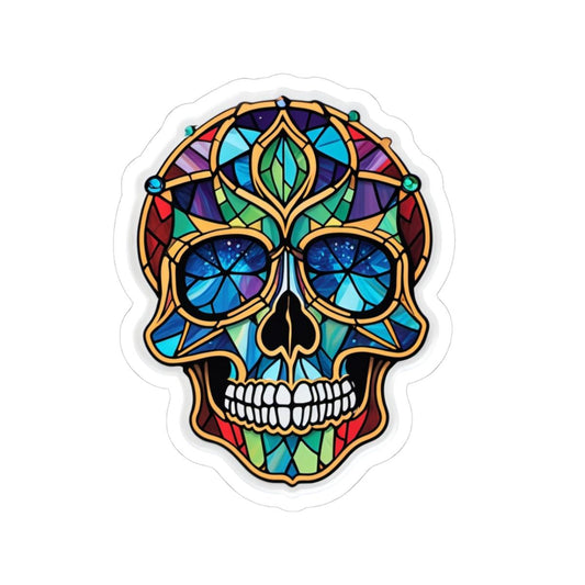 ColorFlow | Stained Glass Skull Sticker | Gothic Rainbow Skull Art Decal for Laptops & Journals