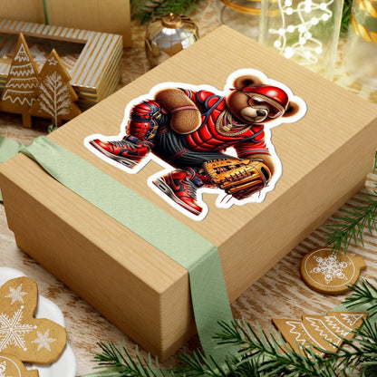 Gangsta Teddy Bear Baseball Catcher Sticker: Urban Vinyl Decal