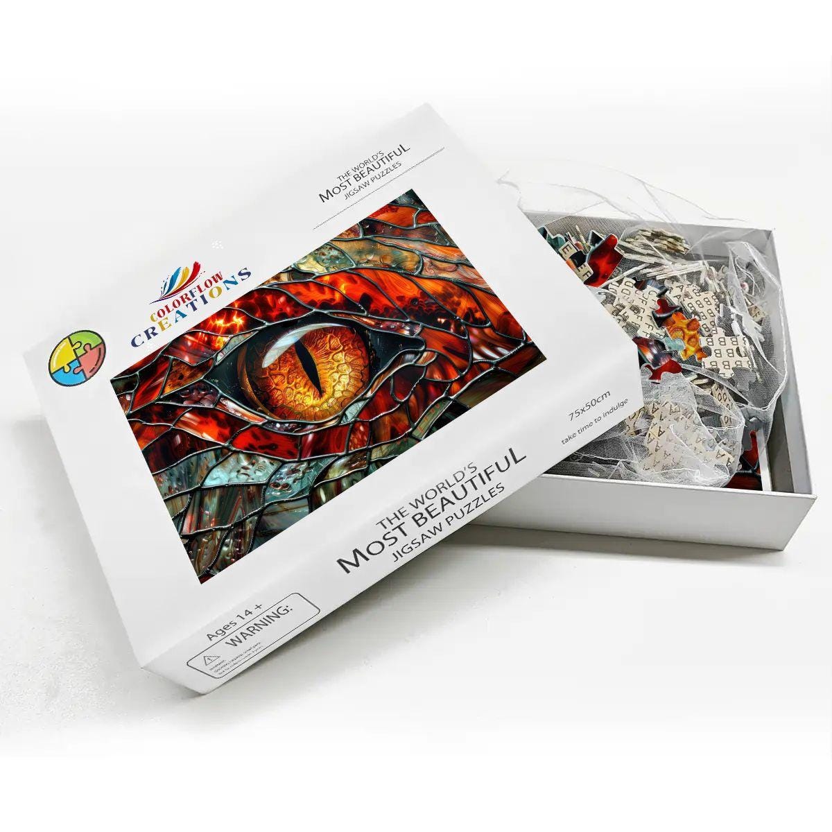 ColorFlow | Inferno Dragon Gaze Wooden Puzzle s | Molten Scaled Art