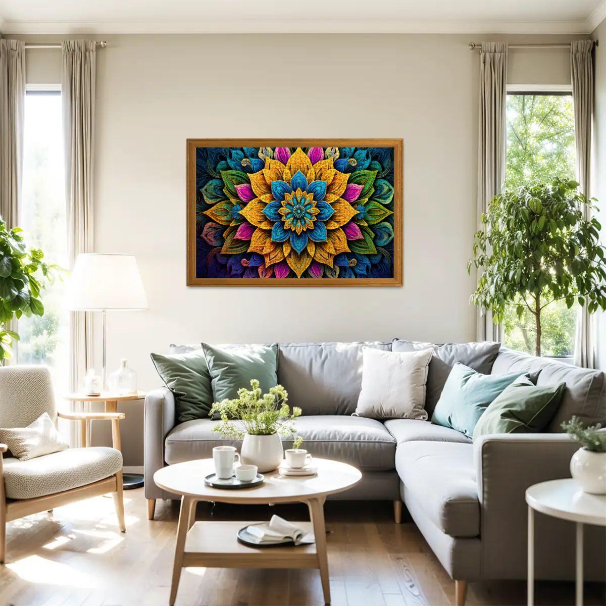 ColorFlow | Bright Bloom Mandala Wooden Puzzle 1000pc | Colorful Petal Puzzle
