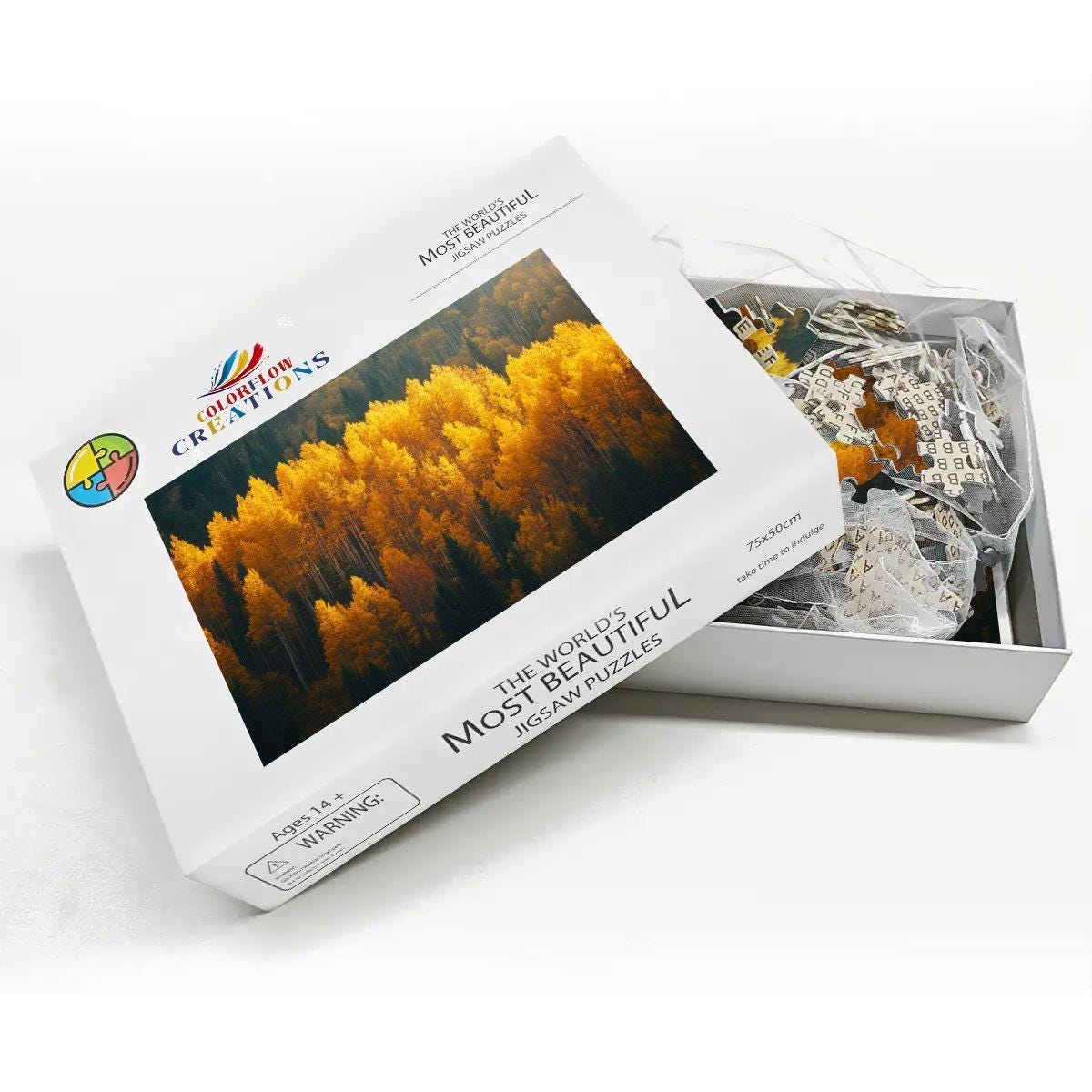 ColorFlow | Aspen Trees in Autumn Wooden Puzzle 1000pc | Serene Fall Landscape