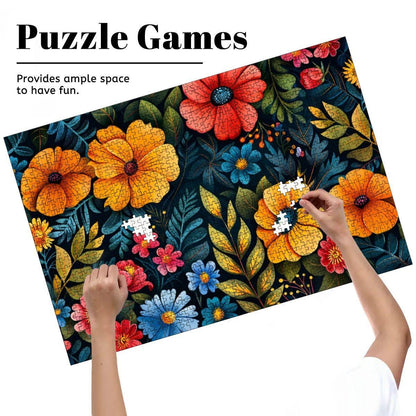 Floral Garden Wooden Jigsaw Puzzle:  Colorful Art