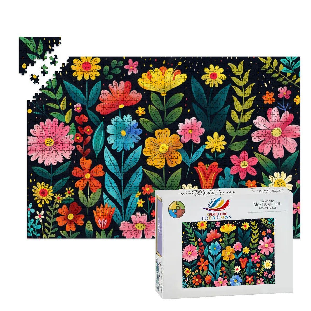 Floral Wooden Jigsaw Puzzle:  Basswood Garden Art
