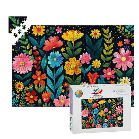 Floral Wooden Jigsaw Puzzle:  Basswood Garden Art