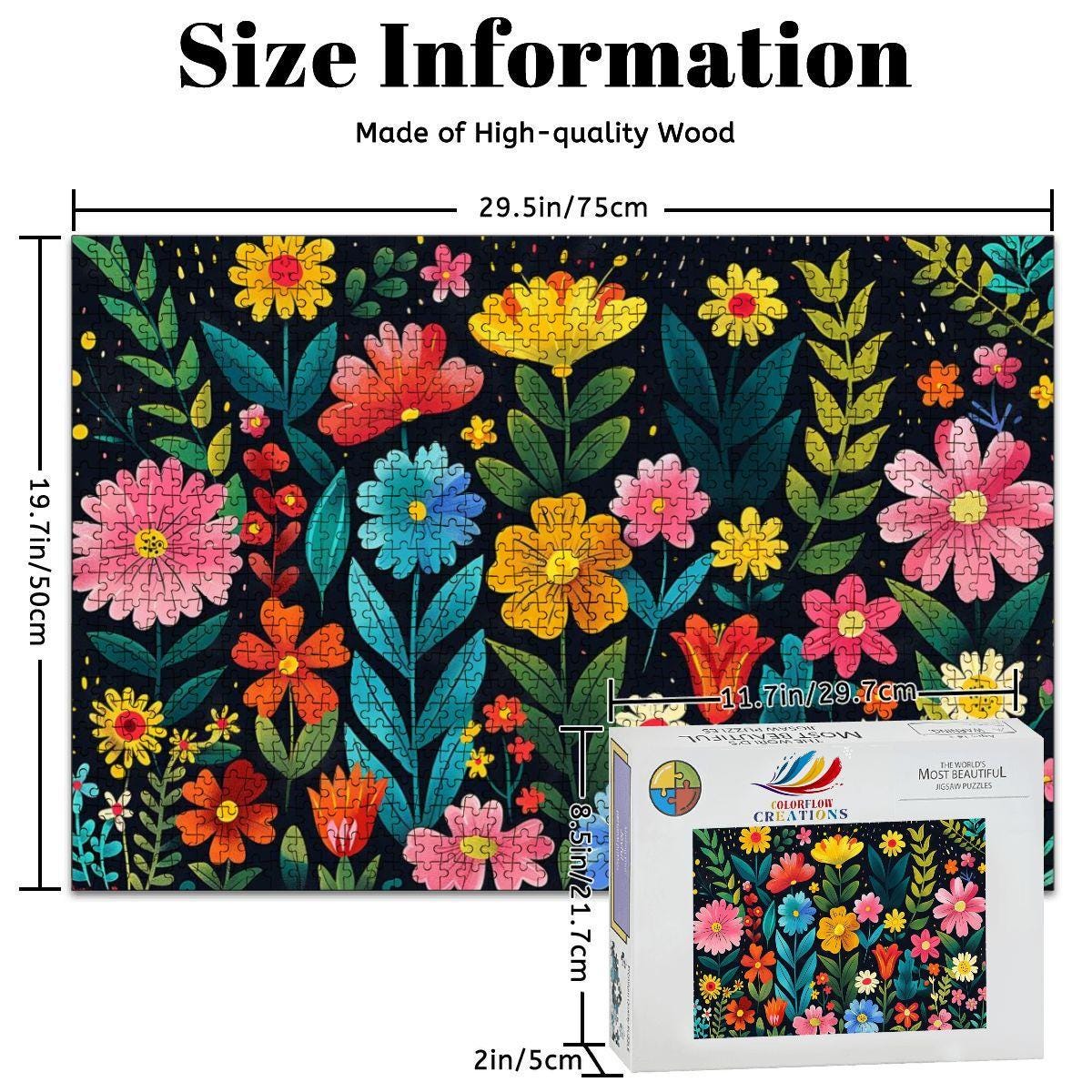 Floral Wooden Jigsaw Puzzle:  Basswood Garden Art