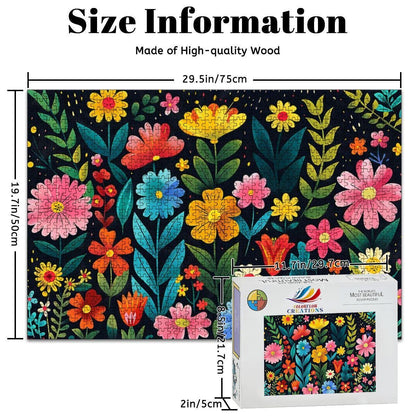 Floral Wooden Jigsaw Puzzle:  Basswood Garden Art