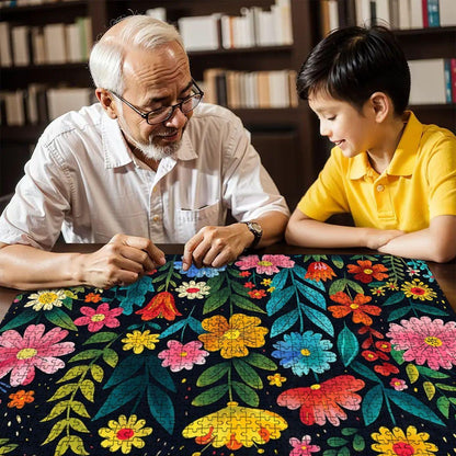 Floral Wooden Jigsaw Puzzle:  Basswood Garden Art