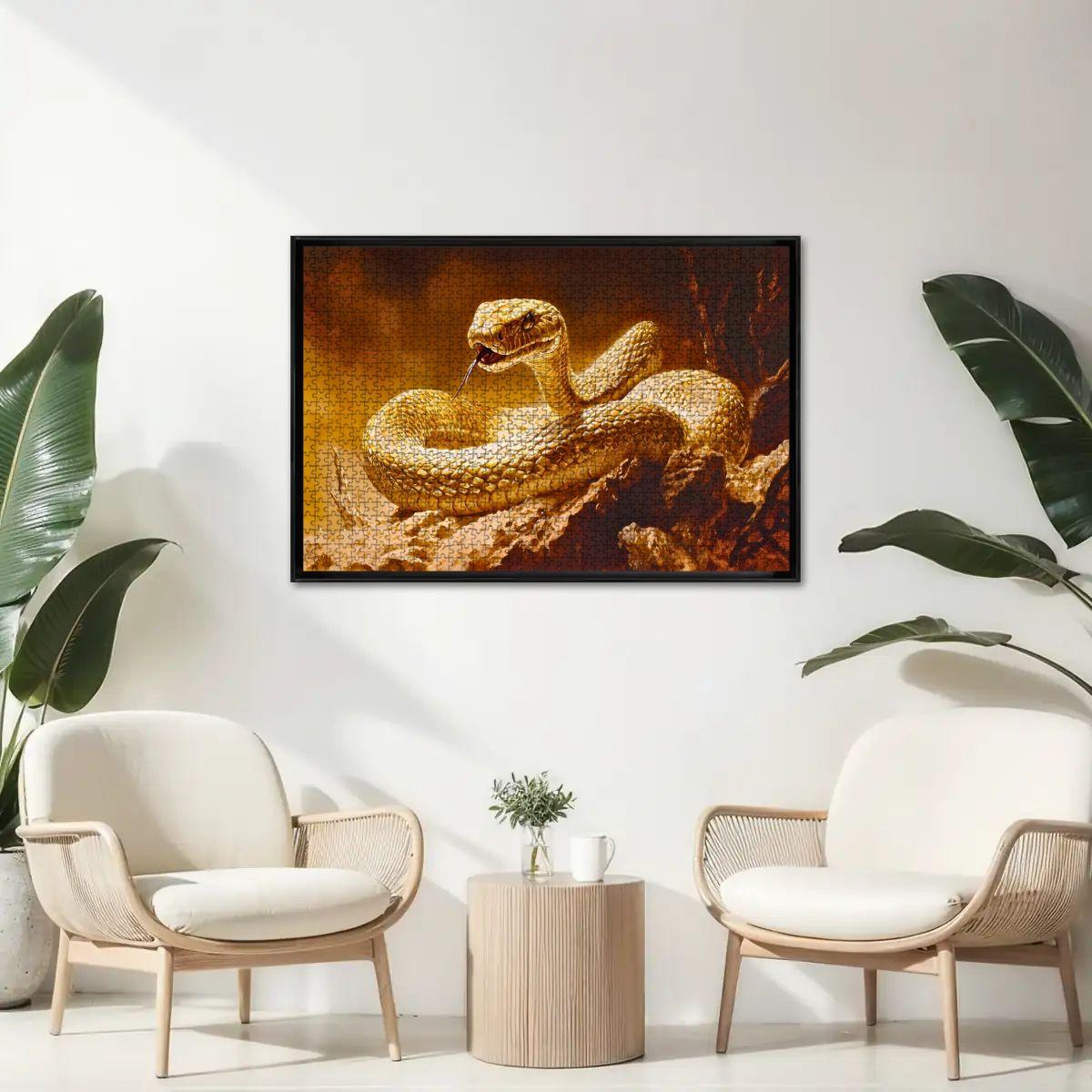 Golden Snake Wooden Jigsaw Puzzle:  Serpent Art
