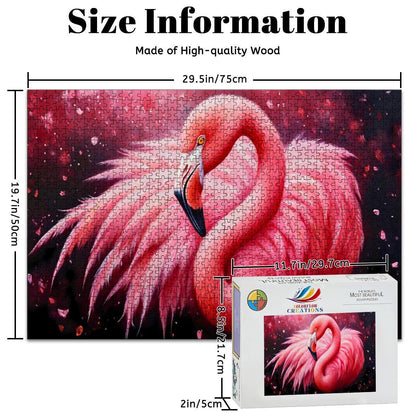 ColorFlow | Flamingo Puzzle  Wooden Tropical Bird Pink Feathers Jigsaw Puzzle for Adults Wildlife Art