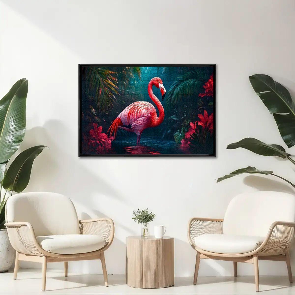 Pink Flamingo Jungle Puzzle:  Wooden Jigsaw Puzzle