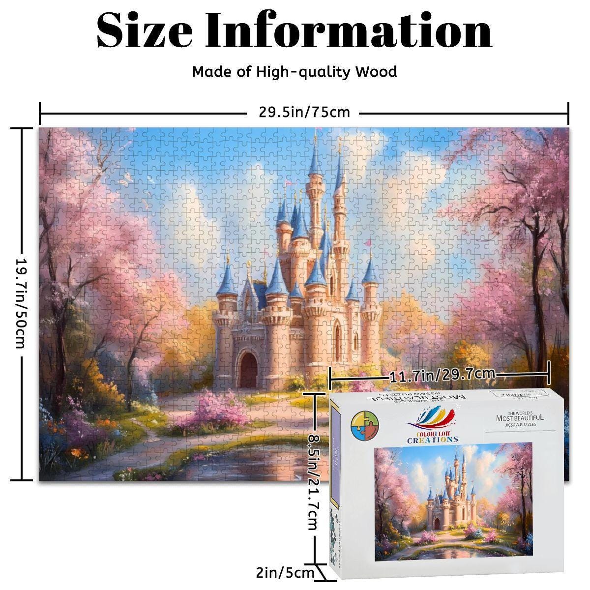 Enchanted Castle Jigsaw Puzzle: Dreamy Fantasy Scene, Spring Garden Blossoms