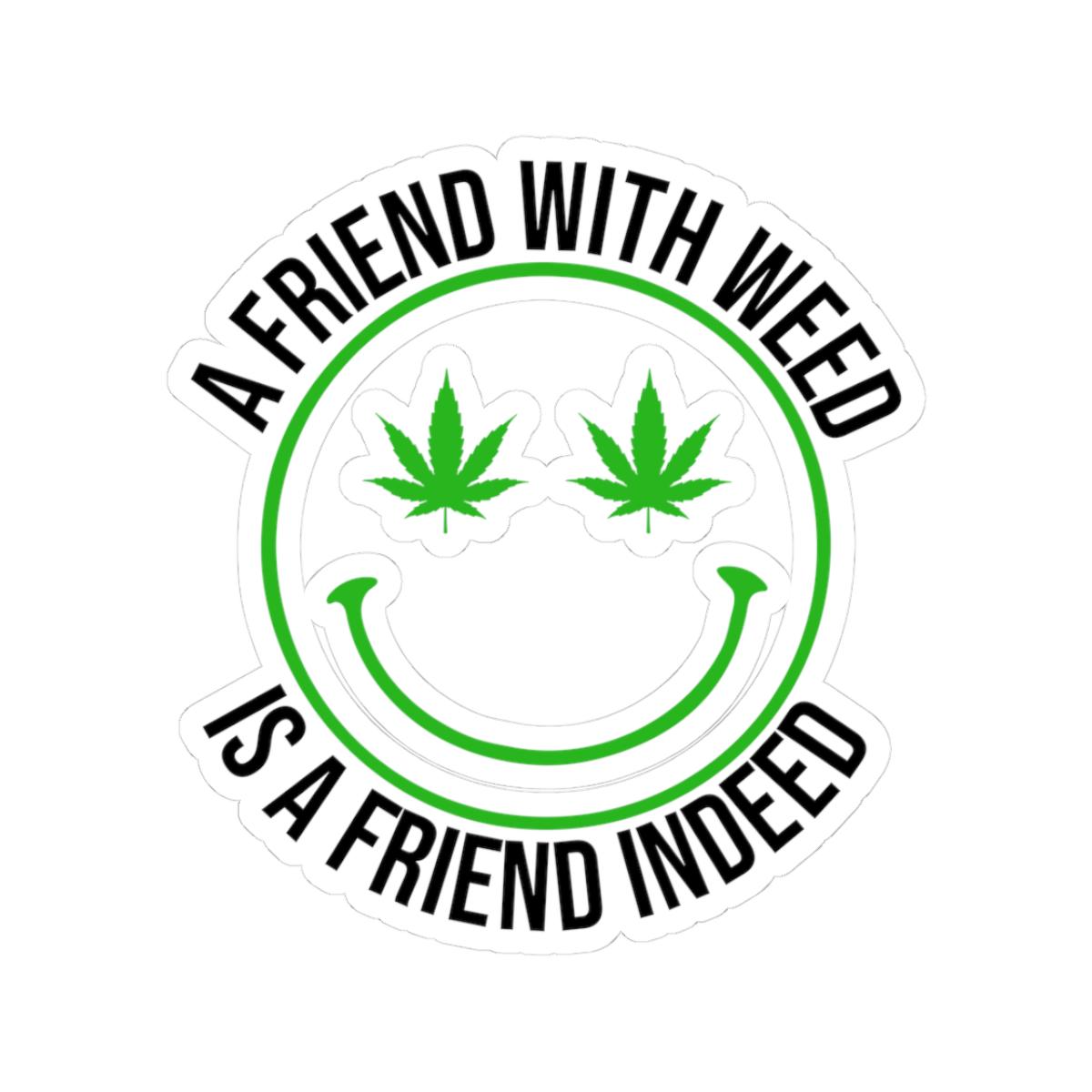 ColorFlow | Funny Weed Smiley Face Sticker Waterproof Stoner Vinyl Decal with Cannabis Eyes for Laptop Water Bottle or 420 Gift Idea