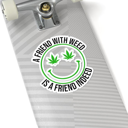 ColorFlow | Funny Weed Smiley Face Sticker Waterproof Stoner Vinyl Decal with Cannabis Eyes for Laptop Water Bottle or 420 Gift Idea