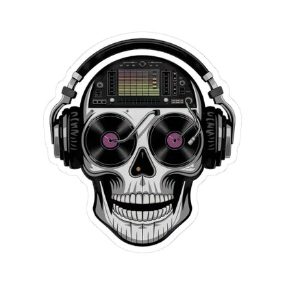 DJ Skull Sticker: Waterproof Vinyl Decal for Music Lovers