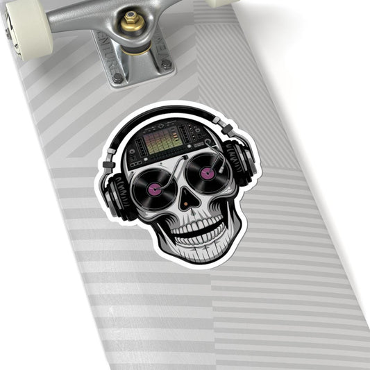 DJ Skull Sticker: Waterproof Vinyl Decal for Music Lovers