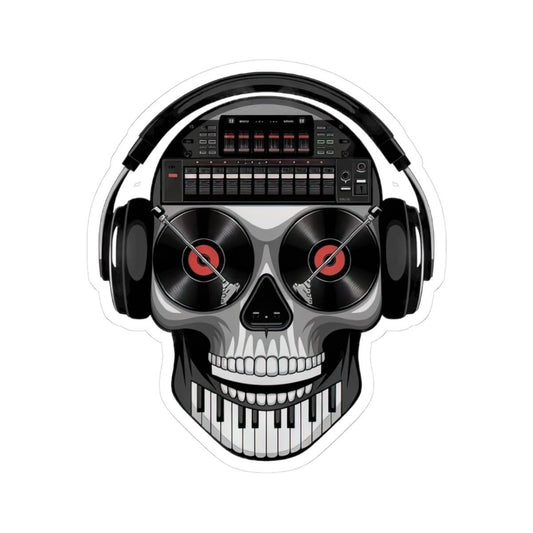 DJ Skull Sticker: Waterproof Vinyl EDM Music Producer Laptop Decal