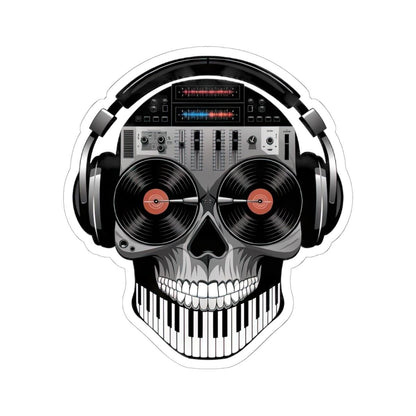 DJ Skull Sticker: Turntable Eyes, Mixer Brain - Waterproof Vinyl Decal