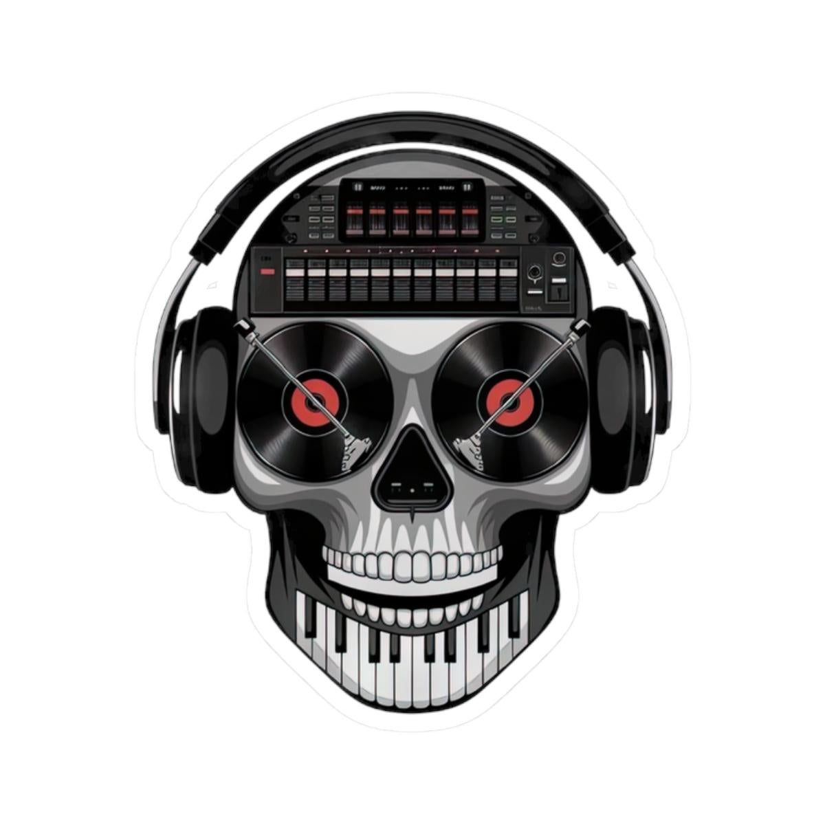 DJ Skull Sticker: Waterproof Vinyl EDM Music Producer Laptop Decal