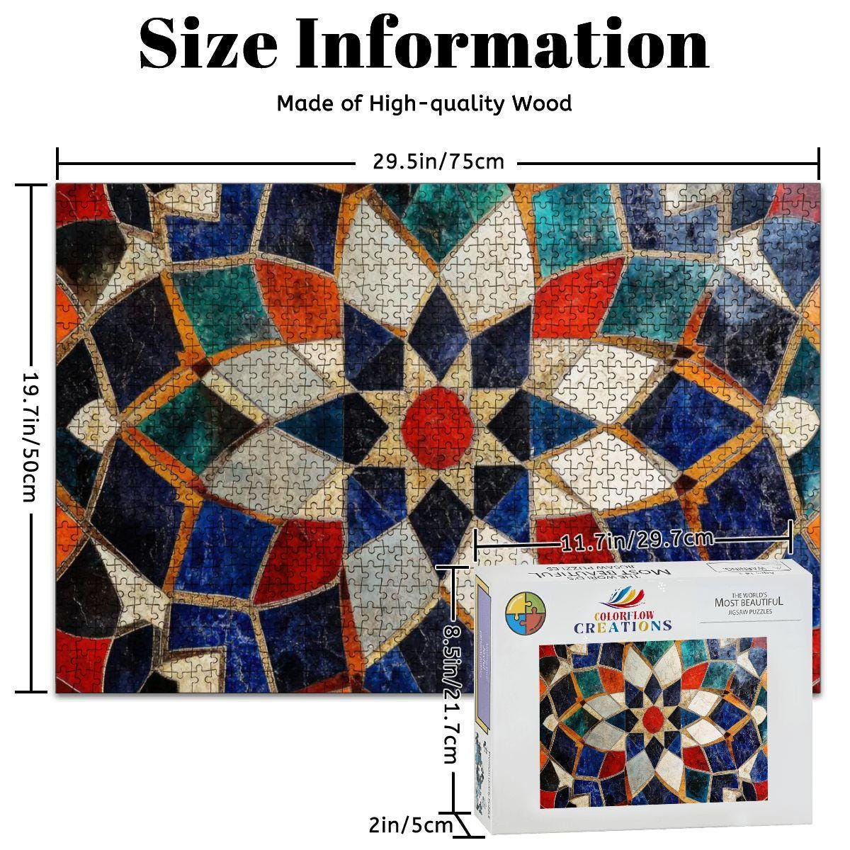 ColorFlow | Tiled Pattern Wooden Puzzle s | Detailed Abstract Mosaic