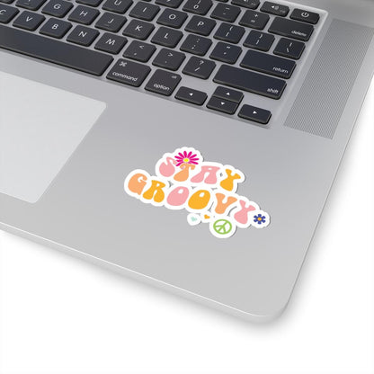 Retro 70s Peace Sign Sticker: Groovy Flower Power Vinyl Decal