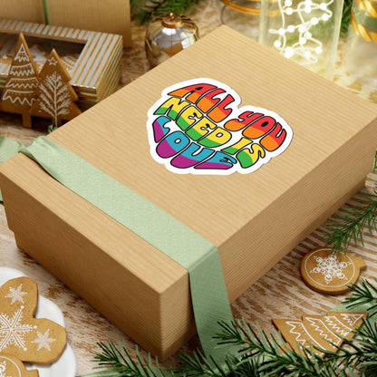 Retro Rainbow All You Need Is Love Sticker - LGBTQ Pride Vinyl Decor