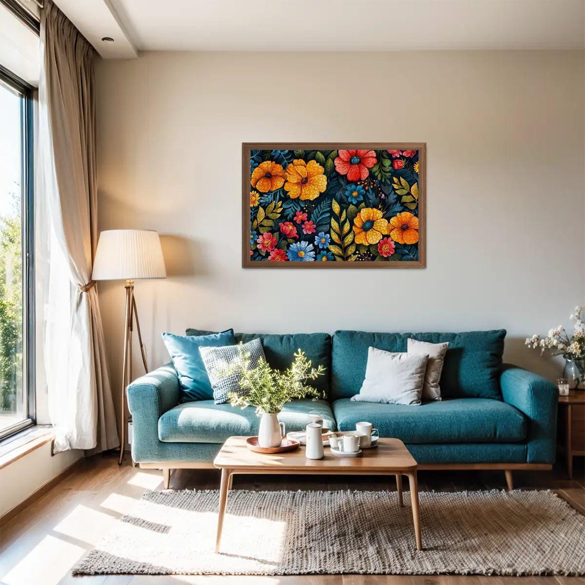 Floral Garden Wooden Jigsaw Puzzle:  Colorful Art