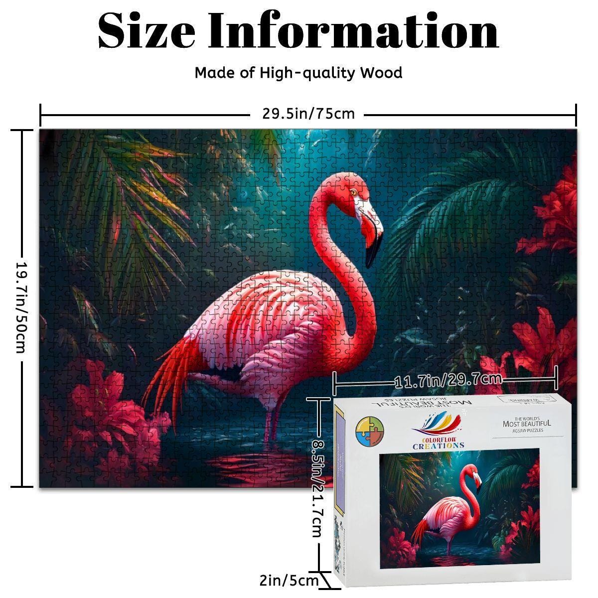 Pink Flamingo Jungle Puzzle:  Wooden Jigsaw Puzzle