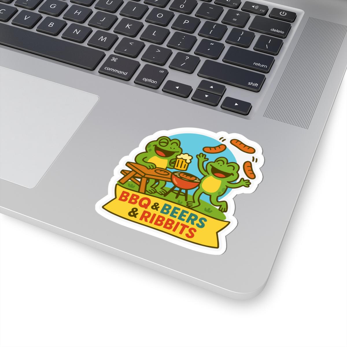 Funny Frog BBQ Sticker | Beer, Barbecue, Ribbits Waterproof Decal