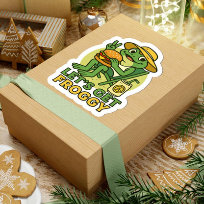 Lets Get Froggy Sticker | Funny Frog Burger BBQ Waterproof Vinyl Decal