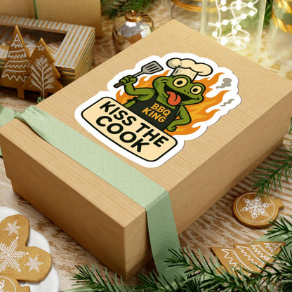 Kiss The Cook Frog BBQ Sticker | Waterproof Grill Vinyl Decal