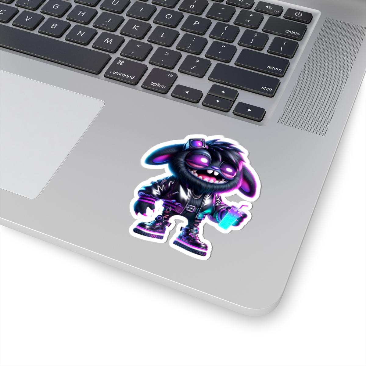 Cyberpunk Bunny Monster Sticker: Neon Glow Vinyl Decal