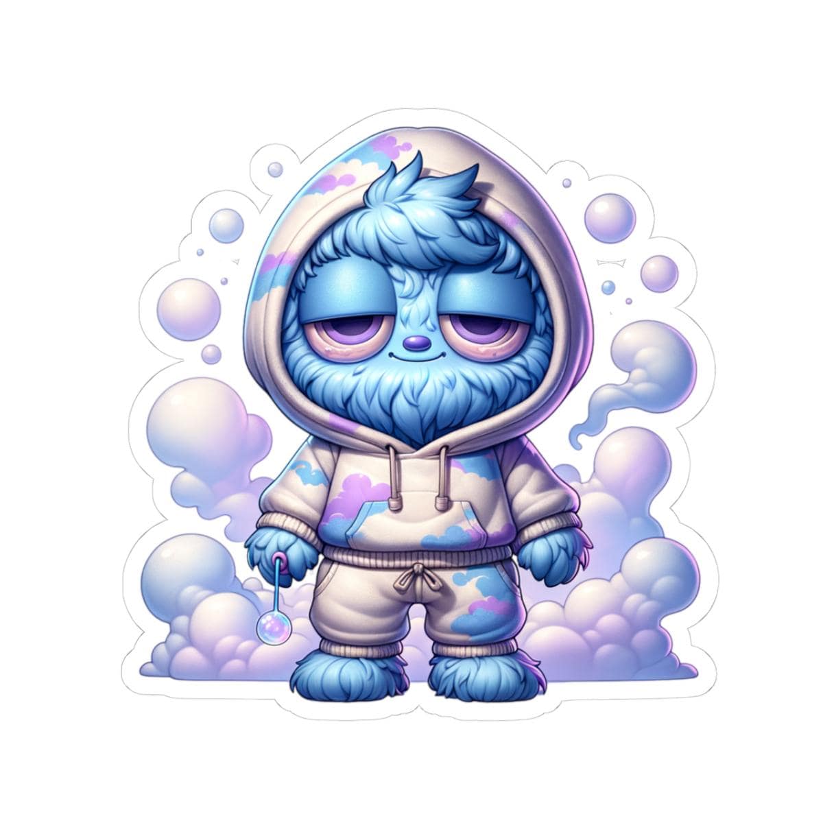 Dreamy Cloud Monster Sticker: Pastel Laptop Decal, Water Bottle Art